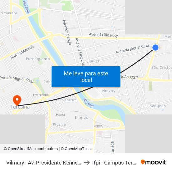 Vilmary | Av. Presidente Kennedy - Sentido Centro to Ifpi - Campus Teresina Central map