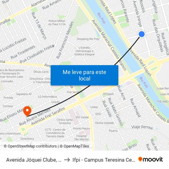Avenida Jóquei Clube, 555 to Ifpi - Campus Teresina Central map