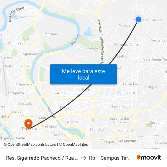 Res. Sigefredo Pacheco / Rua 3, 1075 | Quadra J to Ifpi - Campus Teresina Central map