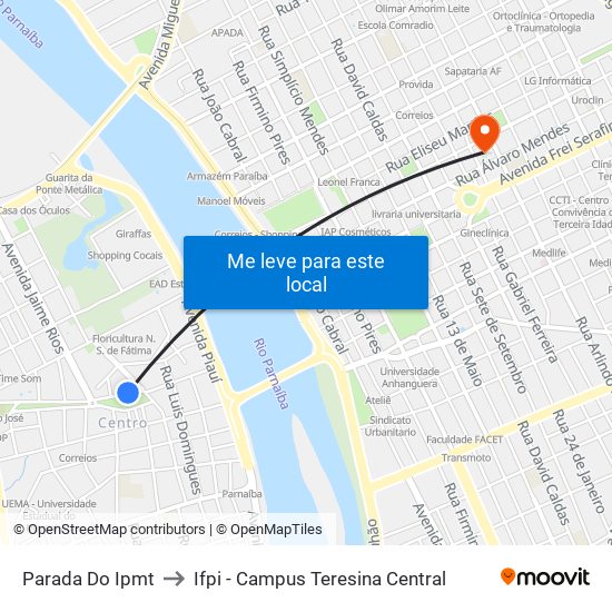 Parada Do Ipmt to Ifpi - Campus Teresina Central map