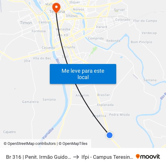 Br 316 | Penit. Irmão Guido (Sent. Sul) to Ifpi - Campus Teresina Central map
