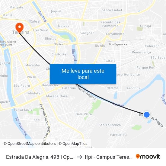 Estrada Da Alegria, 498 | Oposto Ao Petrel to Ifpi - Campus Teresina Central map