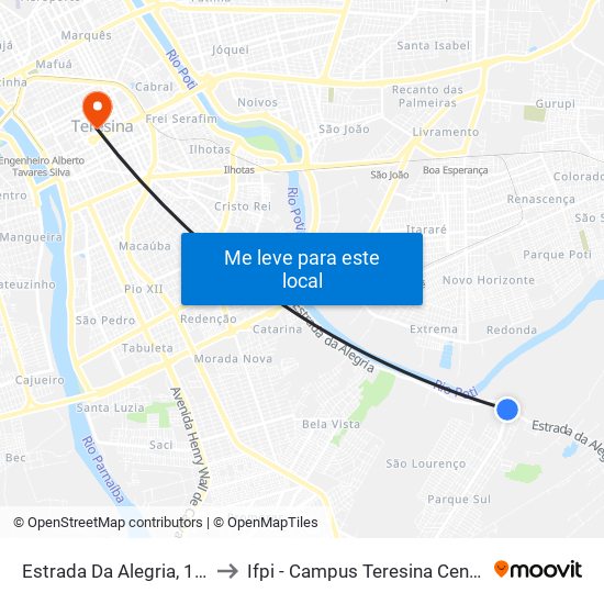 Estrada Da Alegria, 100 to Ifpi - Campus Teresina Central map