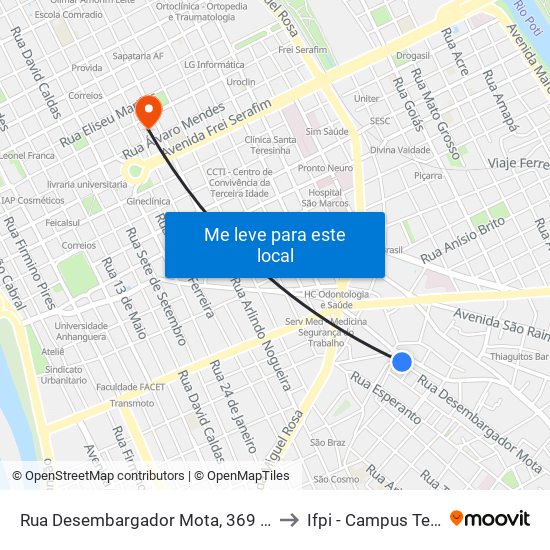 Rua Desembargador Mota, 369 | Oposto Ao 6a Dp / Ssp to Ifpi - Campus Teresina Central map
