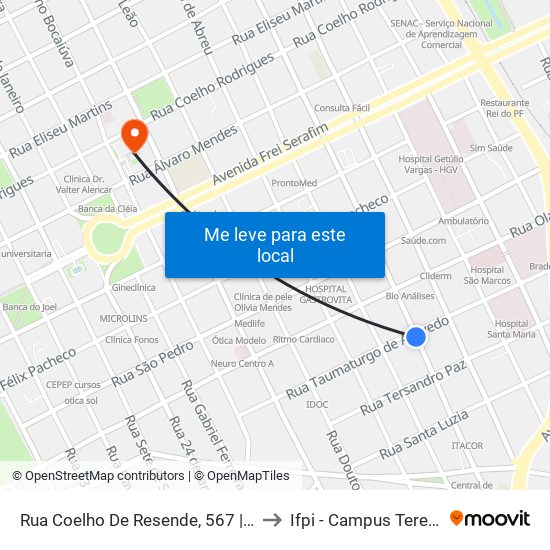 Rua Coelho De Resende, 567 | Modelo Lanches to Ifpi - Campus Teresina Central map