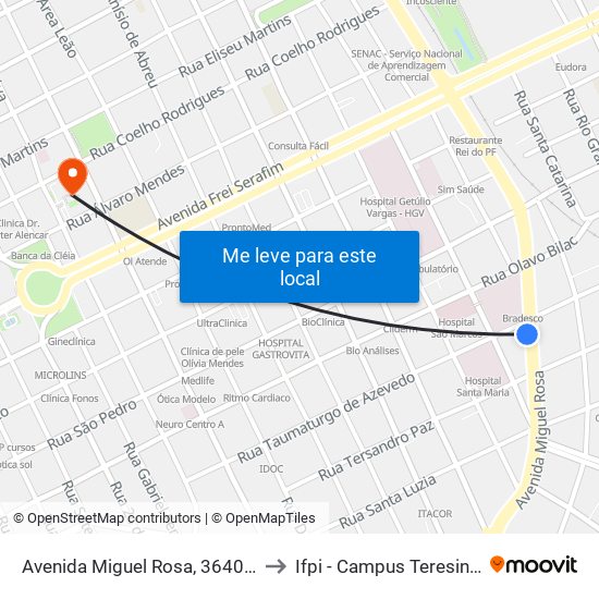 Avenida Miguel Rosa, 3640 | Servi-San to Ifpi - Campus Teresina Central map