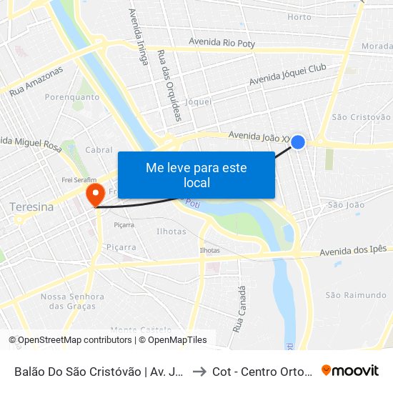 Balão Do São Cristóvão | Av. João XXIII - Sentido Bairro to Cot - Centro Ortopédico Teresina map