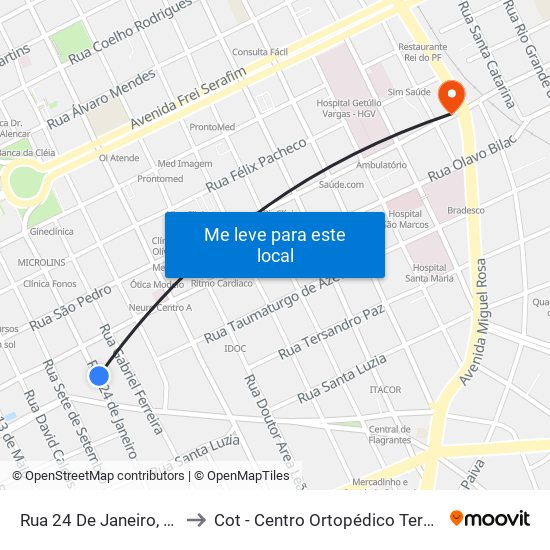 Rua 24 De Janeiro, 395 to Cot - Centro Ortopédico Teresina map