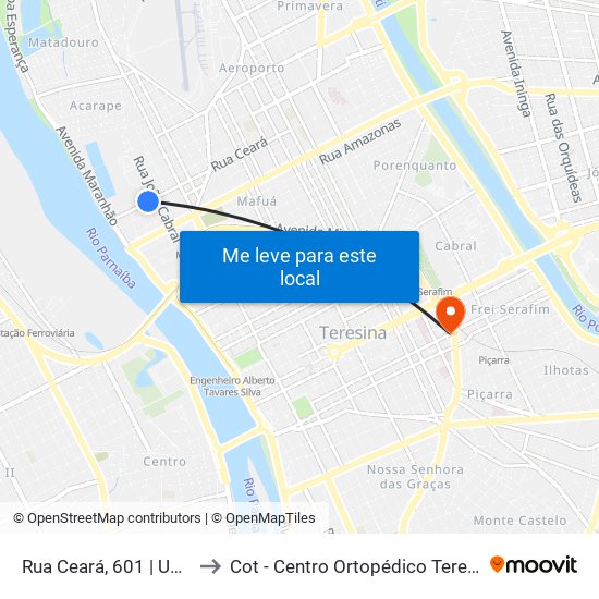 Rua Ceará, 601 | Uespi to Cot - Centro Ortopédico Teresina map