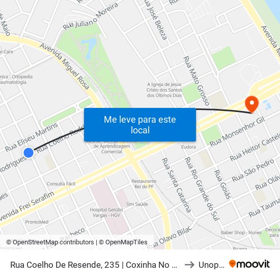 Rua Coelho De Resende, 235 | Coxinha No Cone to Unopar map