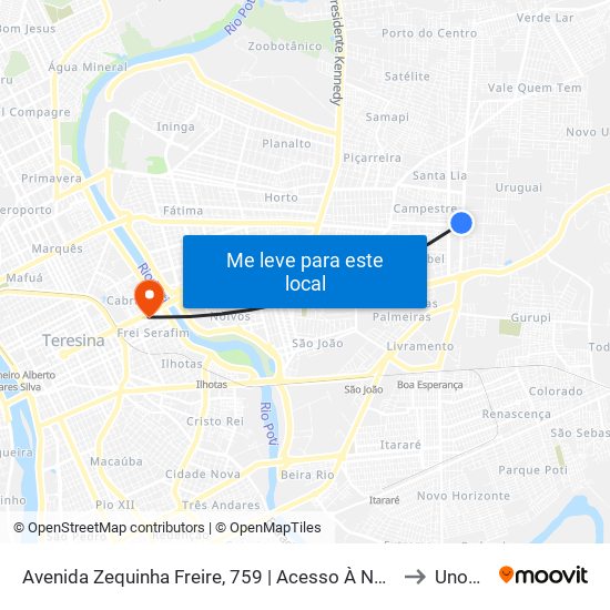 Avenida Zequinha Freire, 759 | Acesso À Novafapi to Unopar map