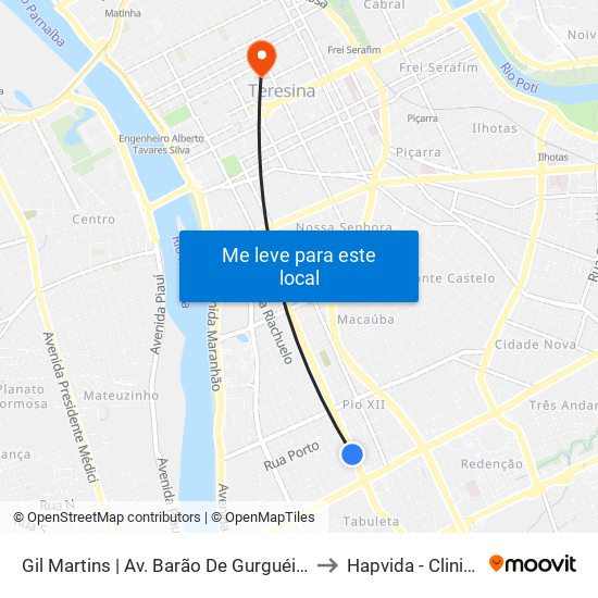 Gil Martins | Av. Barão De Gurguéia - Sentido Bairro to Hapvida - Clinica Eletiva map