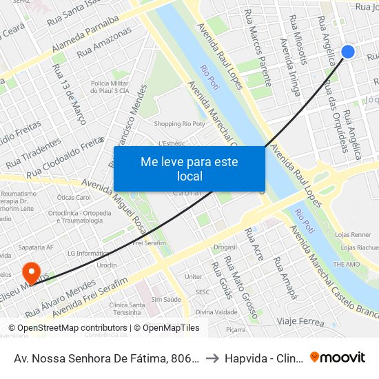 Av. Nossa Senhora De Fátima, 806 | Lab. Antônio Lobão to Hapvida - Clinica Eletiva map