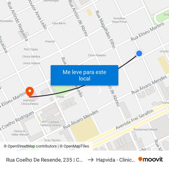 Rua Coelho De Resende, 235 | Coxinha No Cone to Hapvida - Clinica Eletiva map