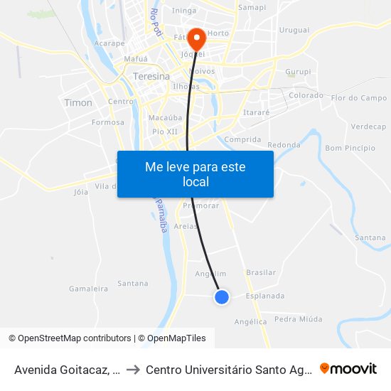 Avenida Goitacaz, 3105 to Centro Universitário Santo Agostinho map