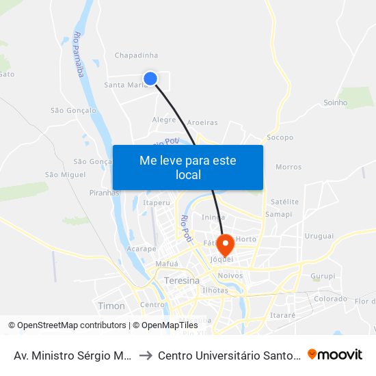 Av. Ministro Sérgio Mota, 3324 to Centro Universitário Santo Agostinho map