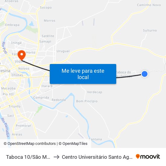 Taboca 10/São Mateus to Centro Universitário Santo Agostinho map