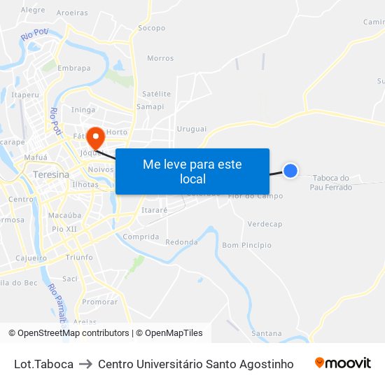Lot.Taboca to Centro Universitário Santo Agostinho map
