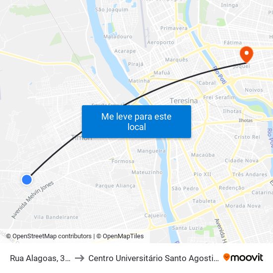 Rua Alagoas, 340 to Centro Universitário Santo Agostinho map
