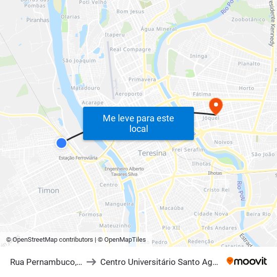 Rua Pernambuco, 667 to Centro Universitário Santo Agostinho map