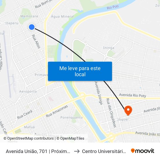 Avenida União, 701 | Próximo À Escola Santa Agélica to Centro Universitário Santo Agostinho map