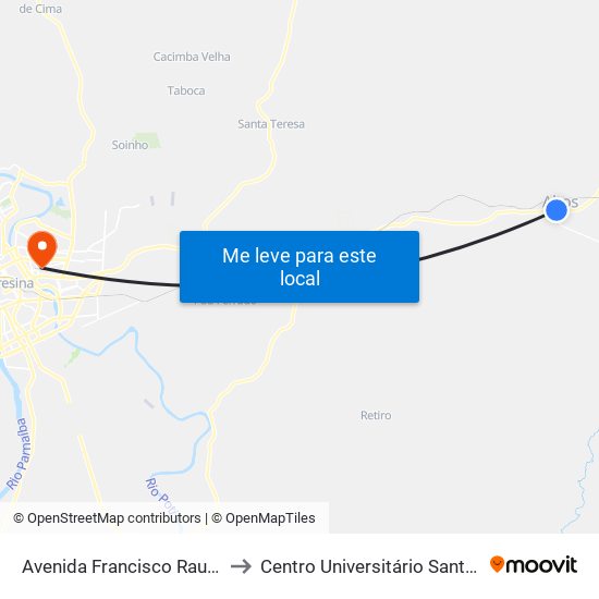 Avenida Francisco Raulino", 1-295 to Centro Universitário Santo Agostinho map