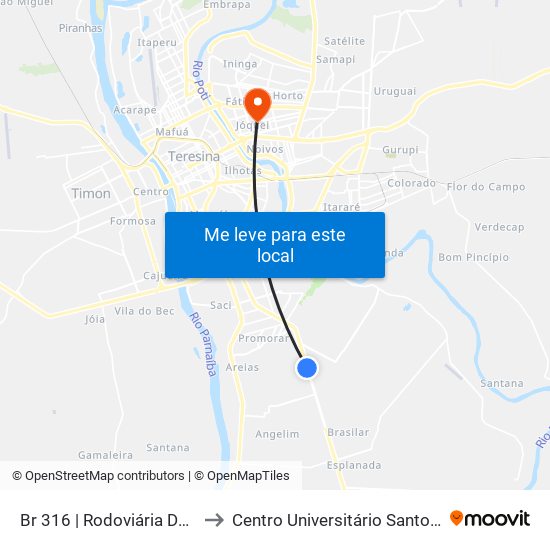 Br 316 | Rodoviária Dos Pobres to Centro Universitário Santo Agostinho map