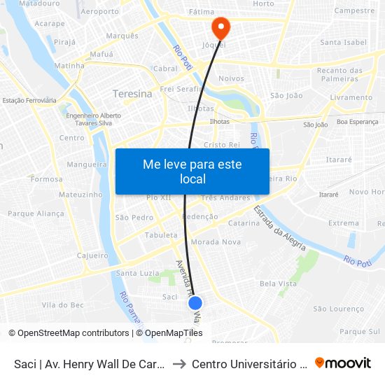 Saci | Av. Henry Wall De Carvalho - Sentido Bairro to Centro Universitário Santo Agostinho map