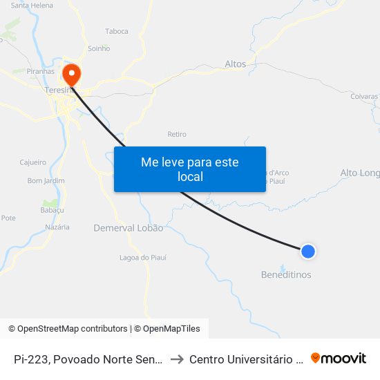 Pi-223, Povoado Norte Sentido Beneditinos (02) to Centro Universitário Santo Agostinho map