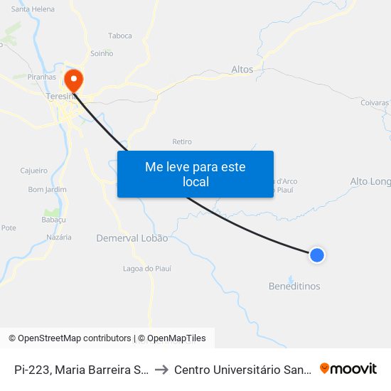 Pi-223, Maria Barreira Sentido Altos to Centro Universitário Santo Agostinho map