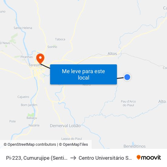 Pi-223, Cumurujipe (Sentido Beneditinos) to Centro Universitário Santo Agostinho map