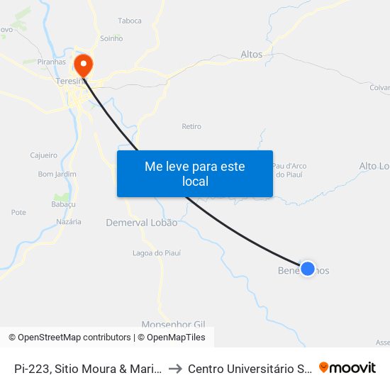 Pi-223, Sitio Moura & Mariano Sentido Altos to Centro Universitário Santo Agostinho map