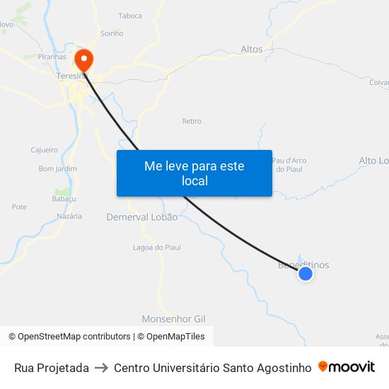 Rua Projetada to Centro Universitário Santo Agostinho map