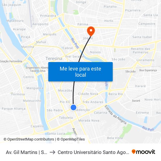 Av. Gil Martins | Samu to Centro Universitário Santo Agostinho map