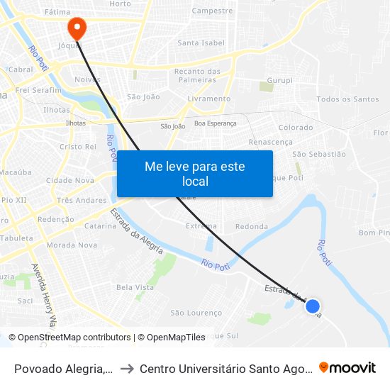Povoado Alegria, 815 to Centro Universitário Santo Agostinho map