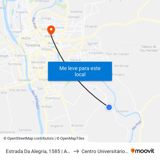 Estrada Da Alegria, 1585 | Aeroporto João Claudino to Centro Universitário Santo Agostinho map