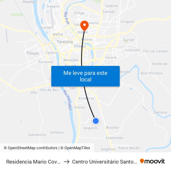 Residencia Mario Covas Qu T, 6 to Centro Universitário Santo Agostinho map