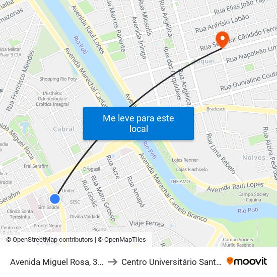 Avenida Miguel Rosa, 3200 | Cassi to Centro Universitário Santo Agostinho map