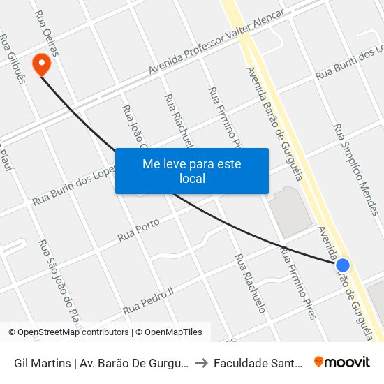 Gil Martins | Av. Barão De Gurguéia - Sentido Bairro to Faculdade Santo Agostinho map