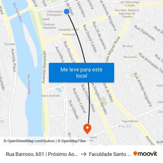 Rua Barroso, 601 | Próximo Ao Colégio Séculos to Faculdade Santo Agostinho map