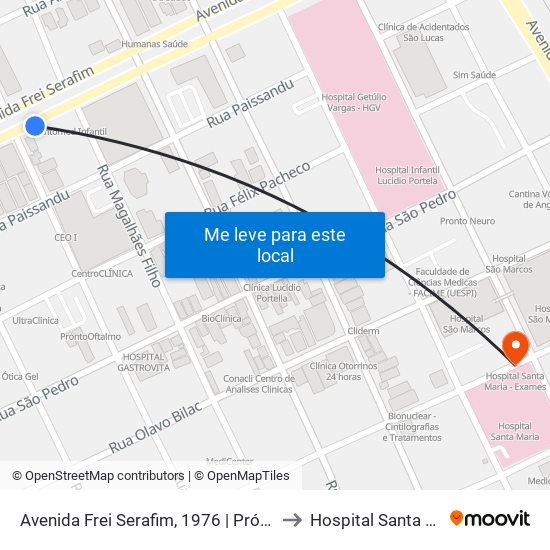 Avenida Frei Serafim, 1976 | Próximo Ao Prontomed Infantil to Hospital Santa Maria - Exames map