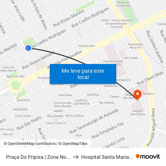 Praça Do Fripisa | Zona Norte E Timon to Hospital Santa Maria - Exames map