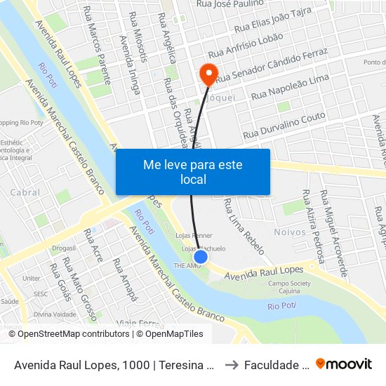 Avenida Raul Lopes, 1000  | Teresina Shopping / Oposto Ao Parque Potycabana to Faculdade Uninassau Fap map