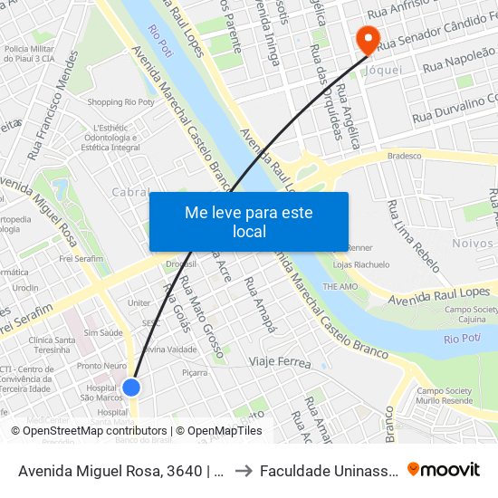 Avenida Miguel Rosa, 3640 | Servi-San to Faculdade Uninassau Fap map