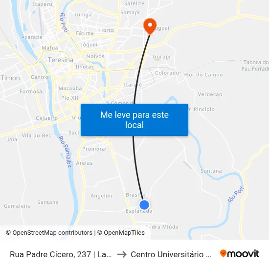Rua Padre Cícero, 237 | Lanchonete Ign to Centro Universitário Uninovafapi map