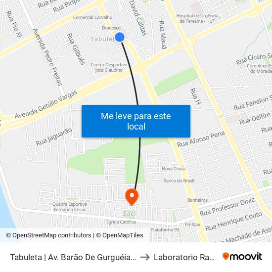Tabuleta | Av. Barão De Gurguéia - Sentido Bairro to Laboratorio Raul Bacelar map