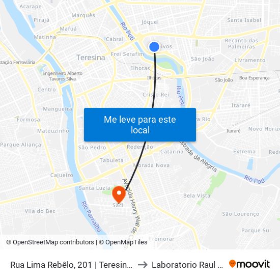 Rua Lima Rebêlo, 201 | Teresina Shopping to Laboratorio Raul Bacelar map