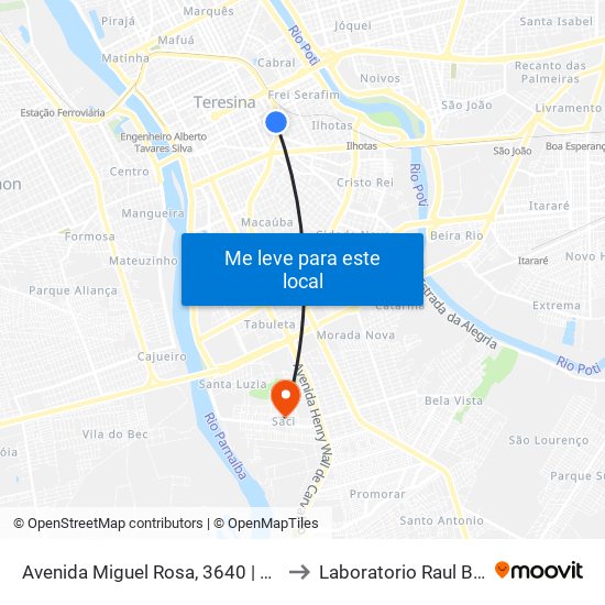 Avenida Miguel Rosa, 3640 | Servi-San to Laboratorio Raul Bacelar map