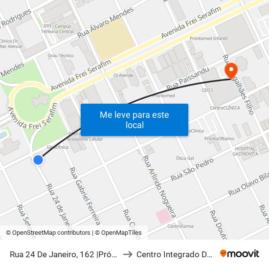 Rua 24 De Janeiro, 162 |Próximo À Igreja São Benedito to Centro Integrado De Saúde Lineu Araújo map