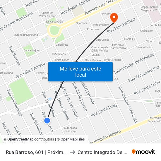 Rua Barroso, 601 | Próximo Ao Colégio Séculos to Centro Integrado De Saúde Lineu Araújo map